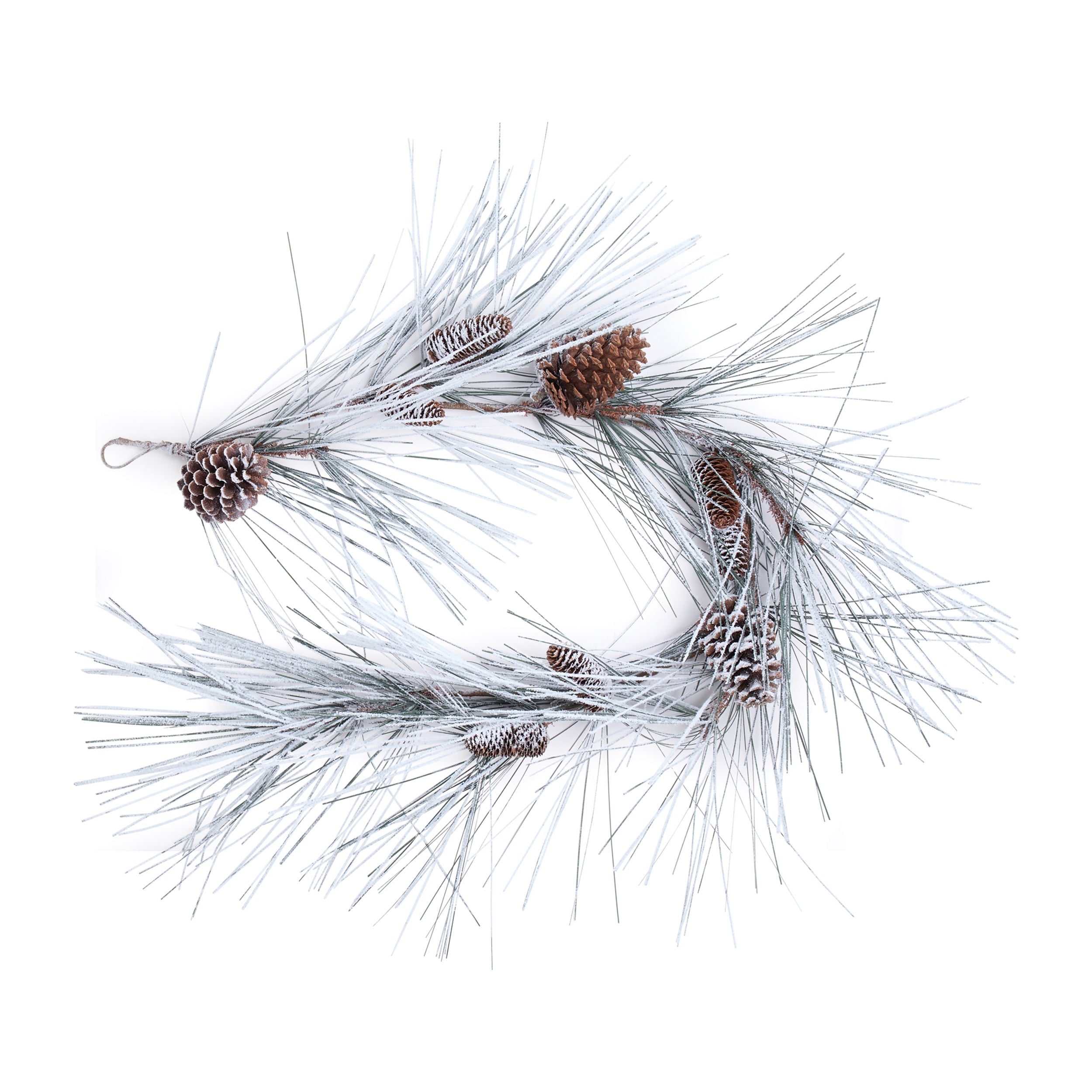 Long Needle Flocked Pine Garland 5'L PVC