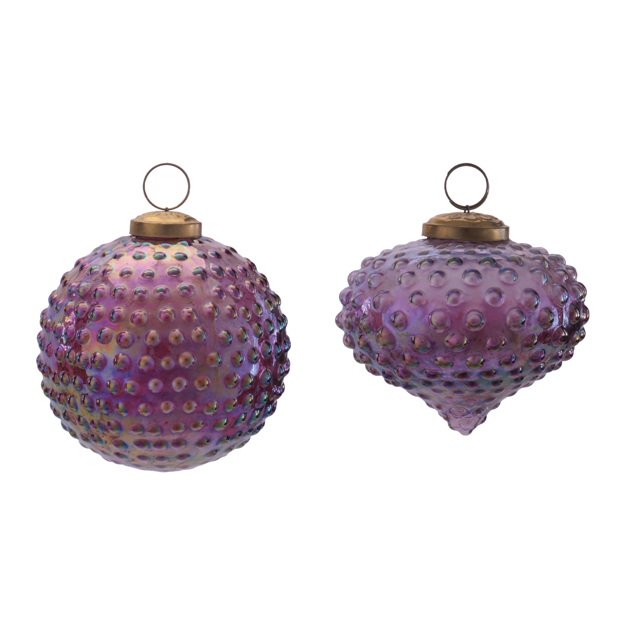 Ornament (2 set of) 4"D, 3.75"H Glass