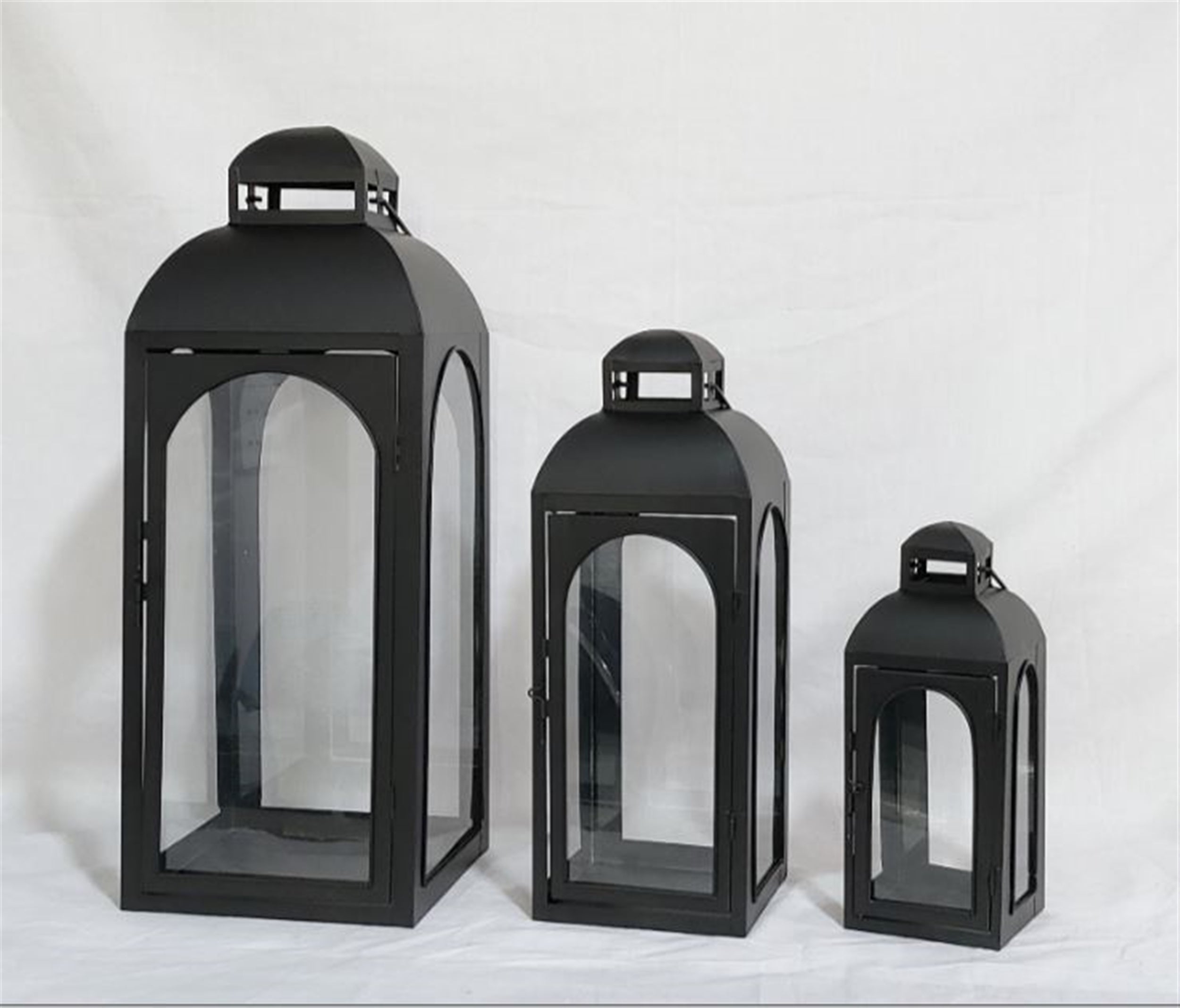 Mossy Oak Lantern (Set of 3) 11.5"H, 17"H, 22.5"H Iron/Glass