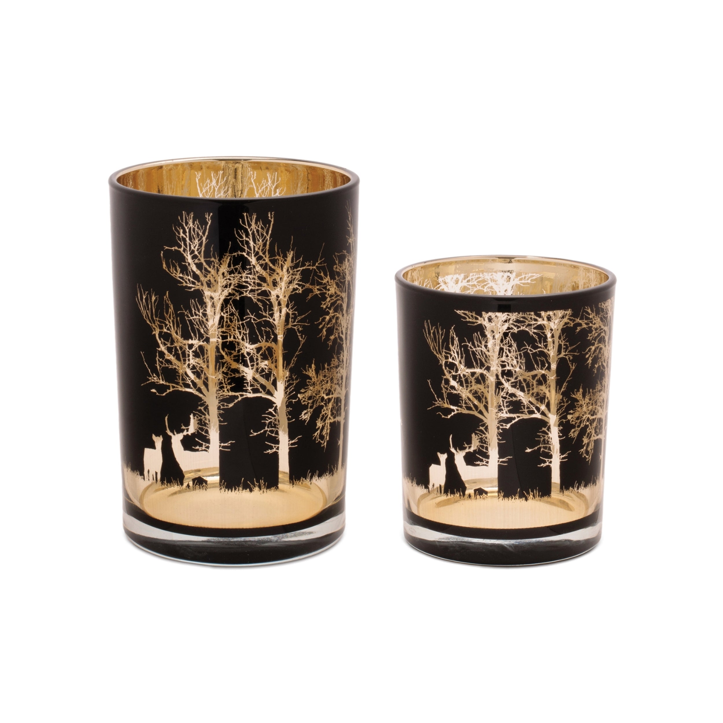 Mossy Oak Candle Holder (Set of 2) 4"D x 5"H, 4.5"D x 7"H Glass