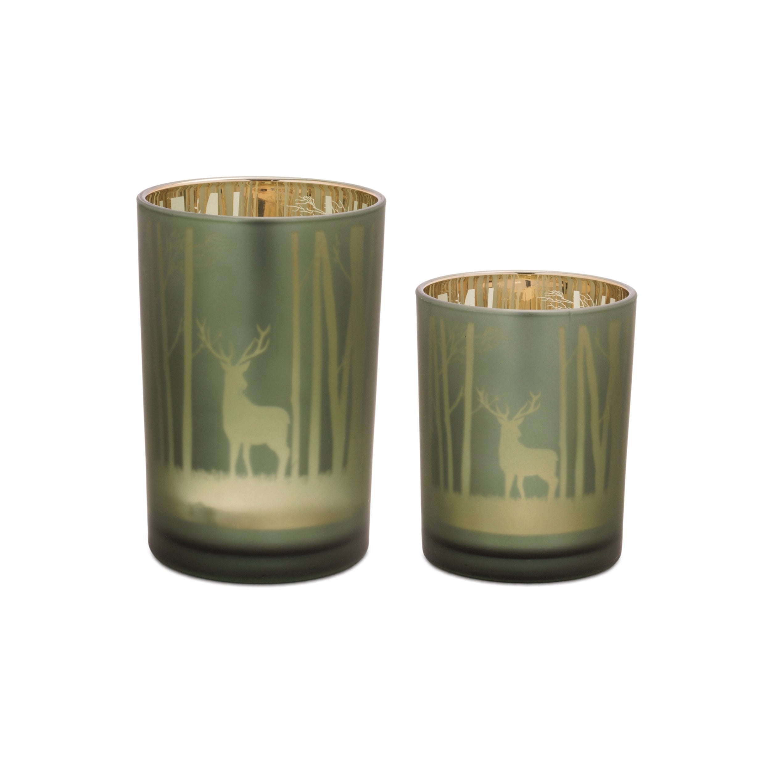 Mossy Oak Candle Holder (Set of 2) 4"D x 5"H, 4.5"D x 7"H Glass
