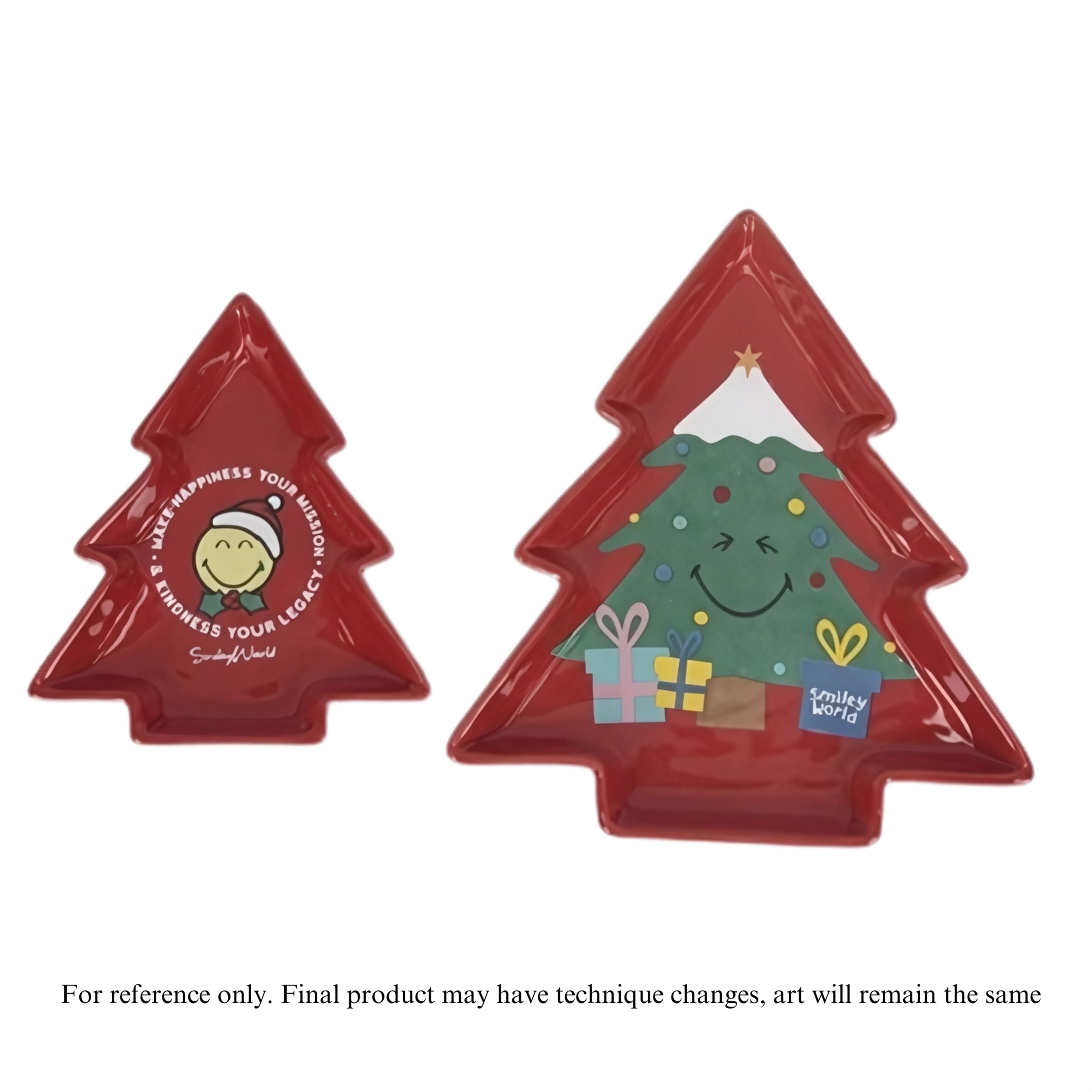 Smiley Tree Plate (Set of 2) 6"L, 9"L Ceramic