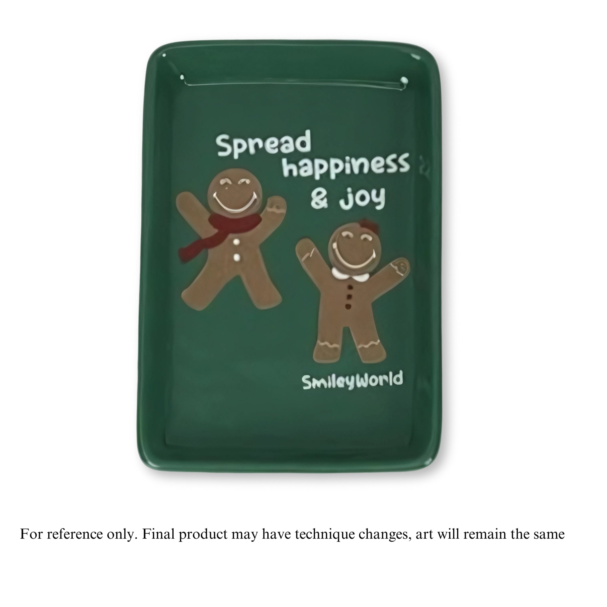 Smiley Gingerbread Trinket Dish 6”L Ceramic