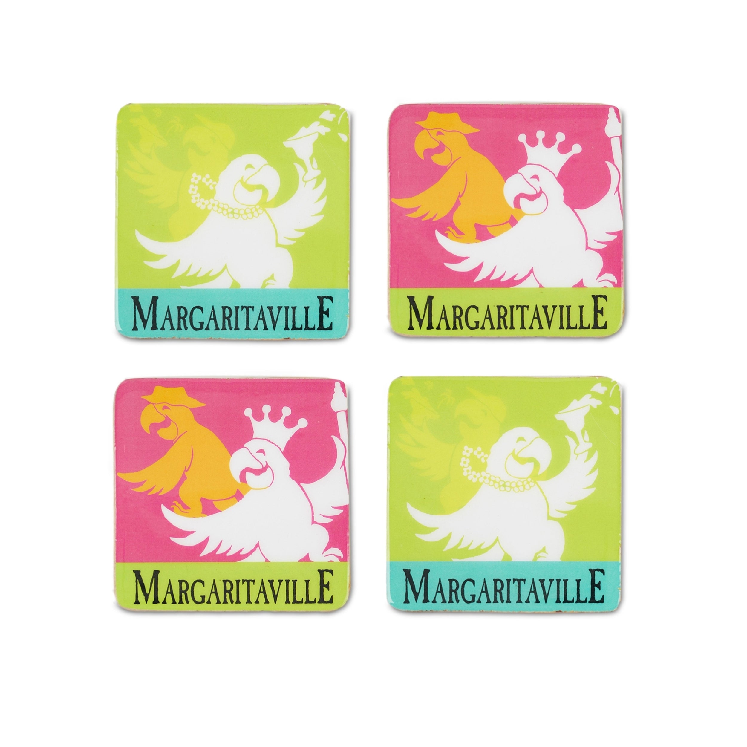 Margaritaville Coaster (Set of 4) 4”SQ Wood/Enamel