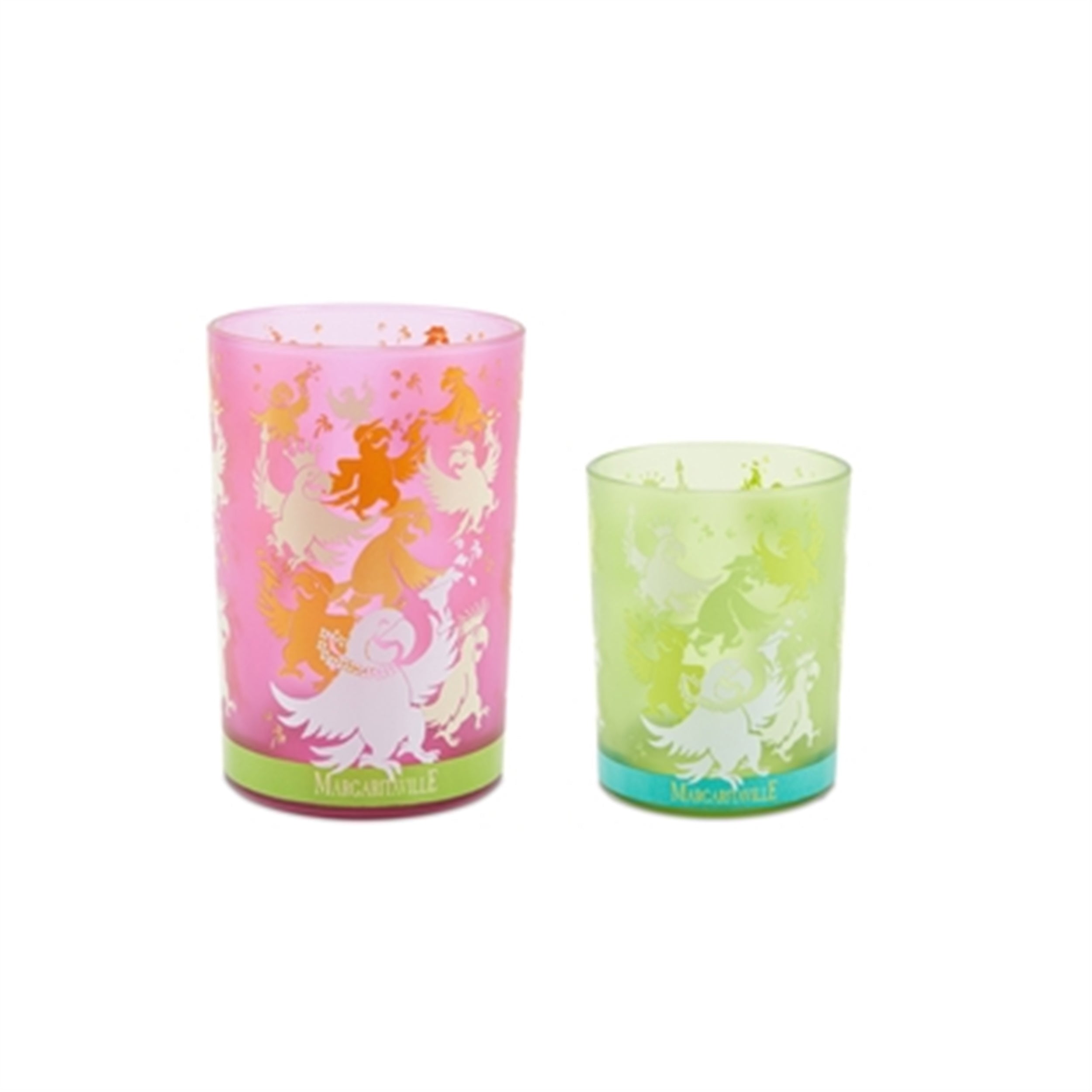 Margaritaville Candle Holder (Set of 2) 4"D x 5"H, 4.5"D x 7"H Glass