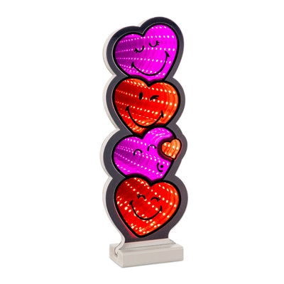 Smiley Heart Stack Ekkolight 12”H Acrylic UL Plug