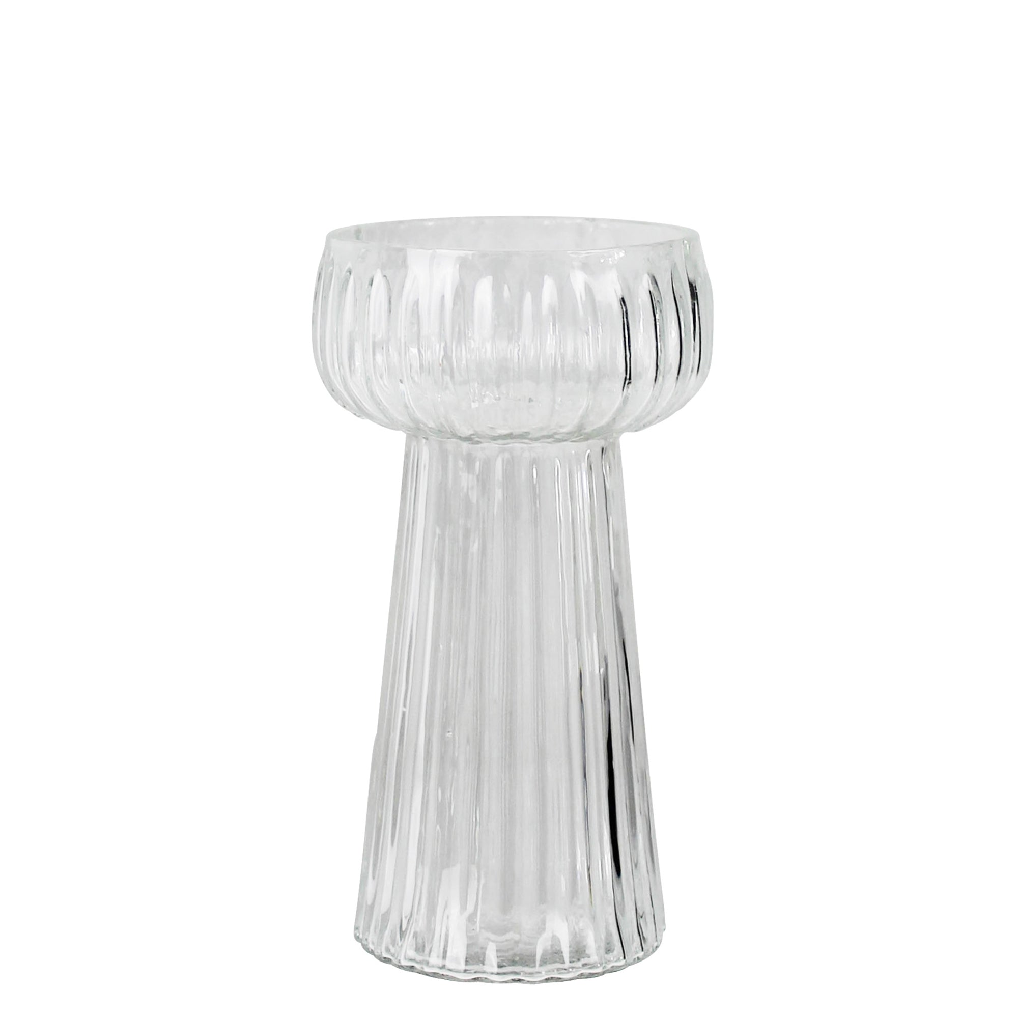 Fluted Ribbed Bulb Vase, Glass - Sm