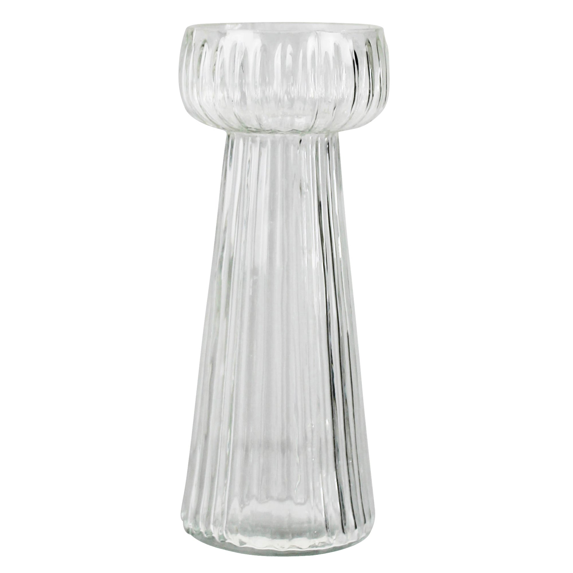 Fluted Ribbed Bulb Vase, Glass - Lrg
