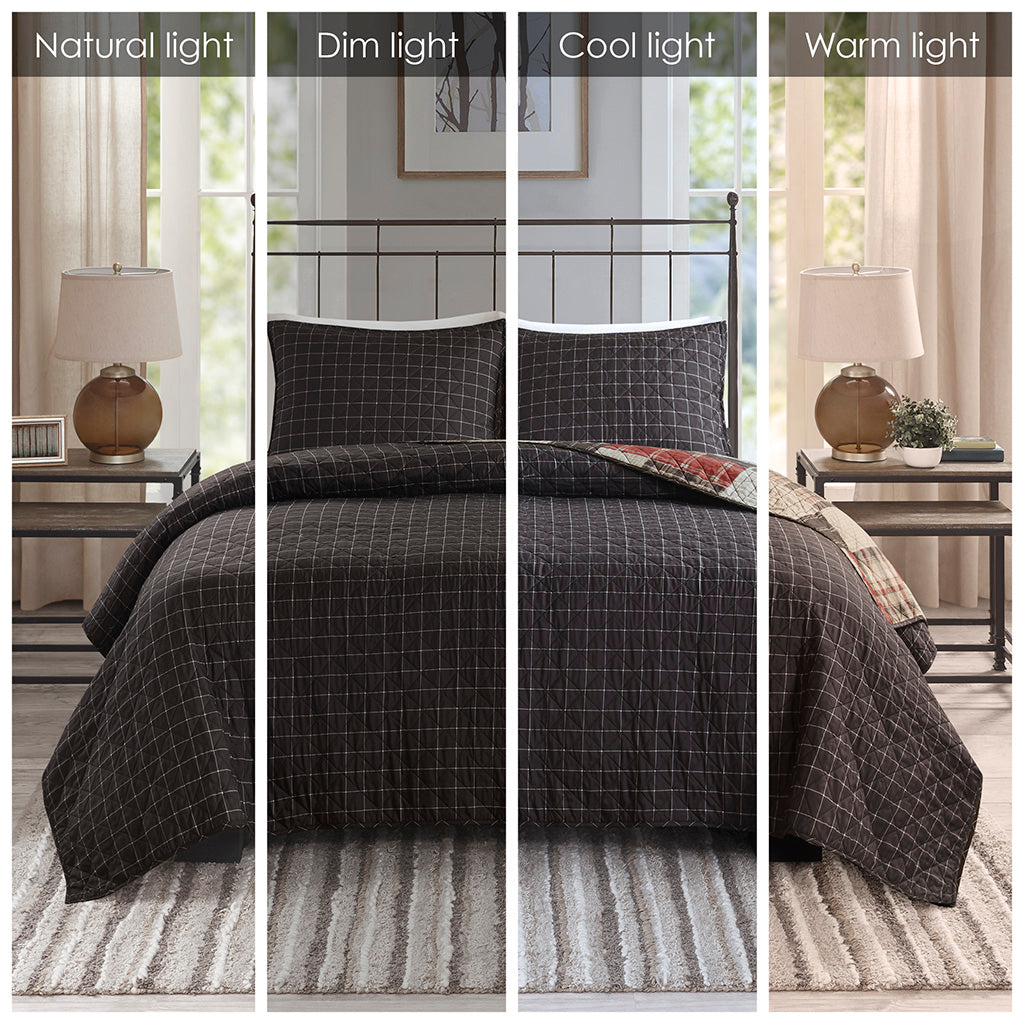 3 Piece Reversible Printed Quilt Set