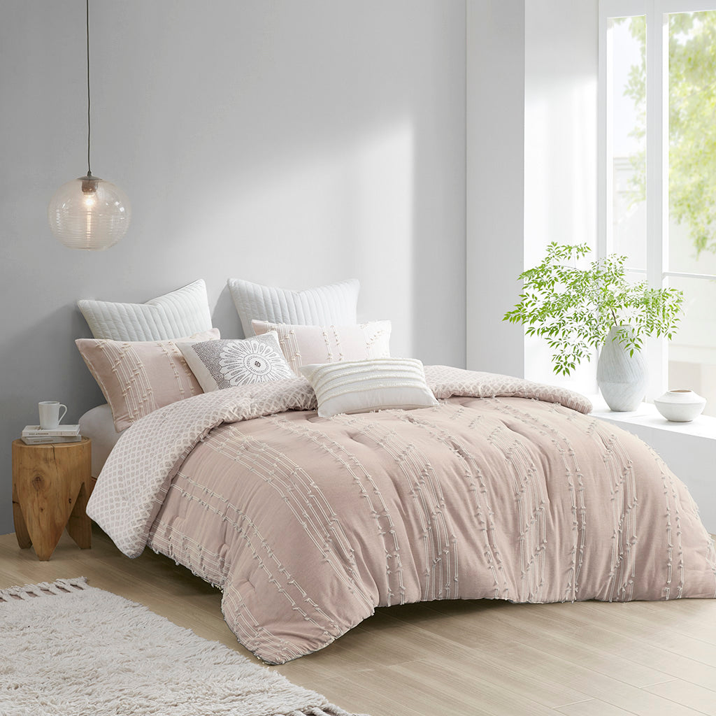 Kara 3 Piece Cotton and Flax Linen Blend Comforter Set