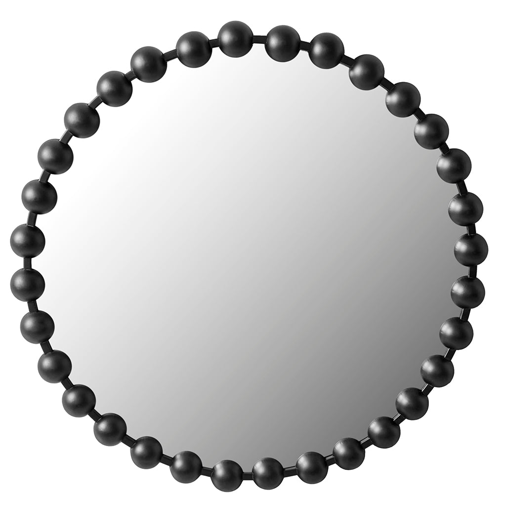 Marlowe 27" Medium Decorative Round Wall Mirror with Beaded Metal Frame