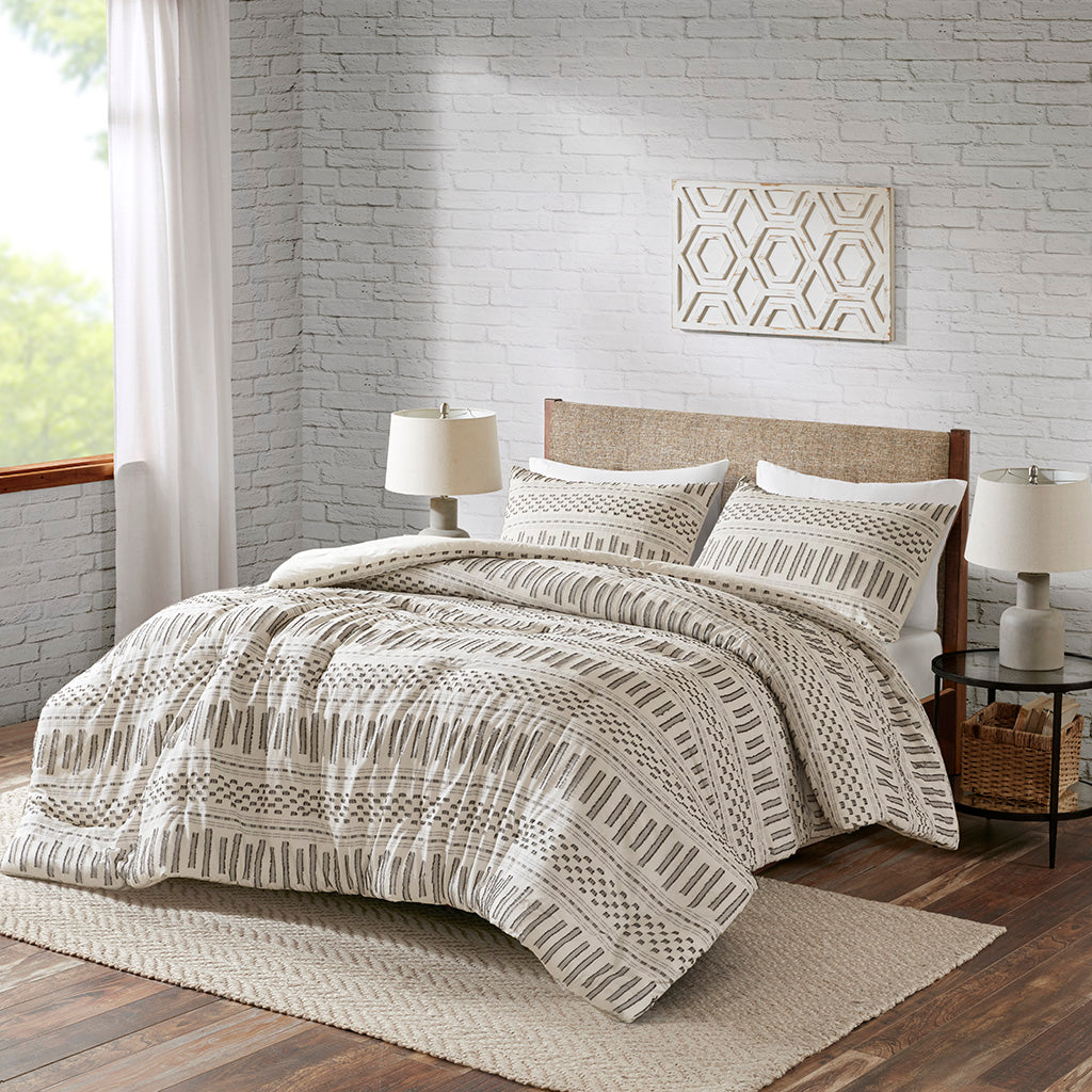 Rhea 3 Piece Cotton Printed Comforter Set w/ trims