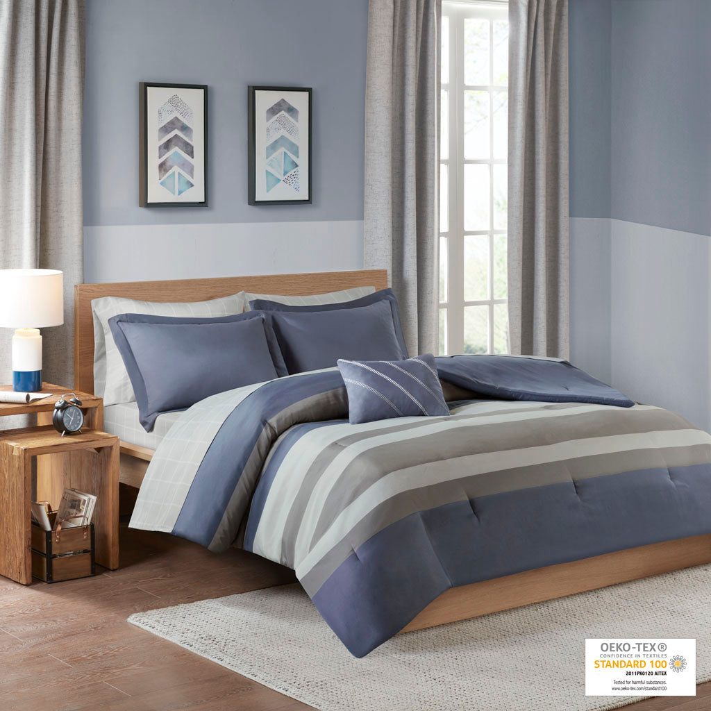 Marsden Striped Comforter Set with Bed Sheets