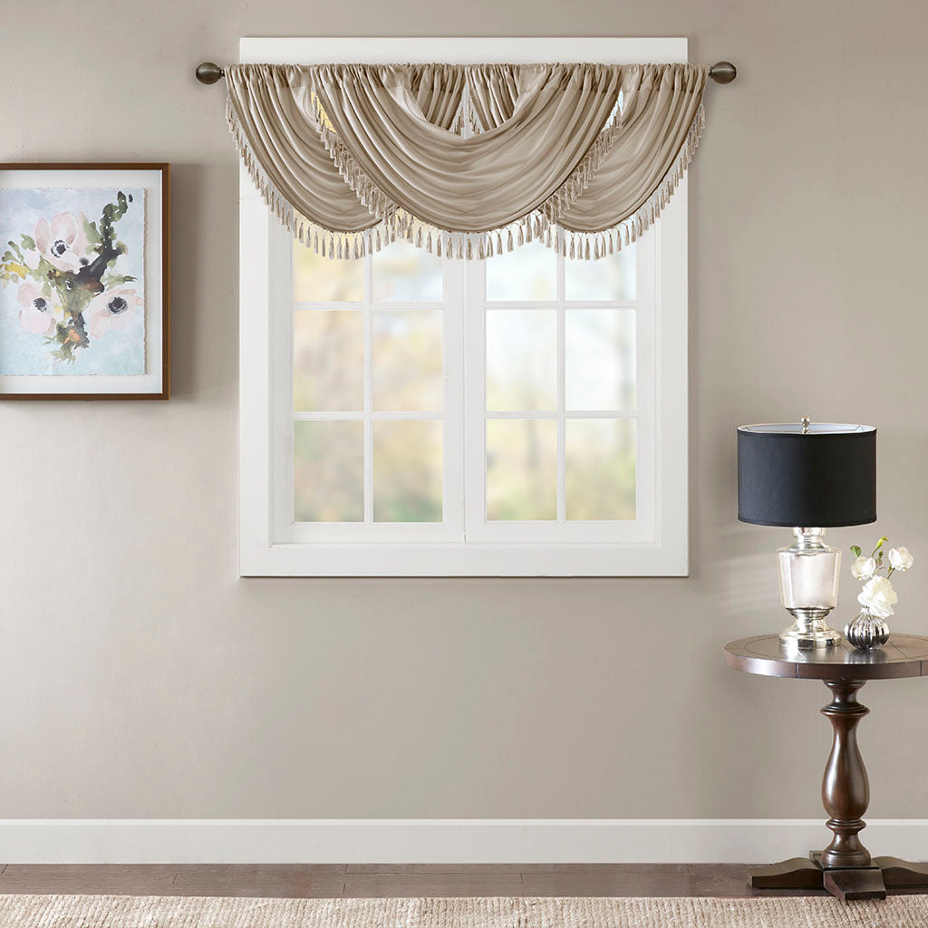 Elena Faux Silk Waterfall Embellished Valance