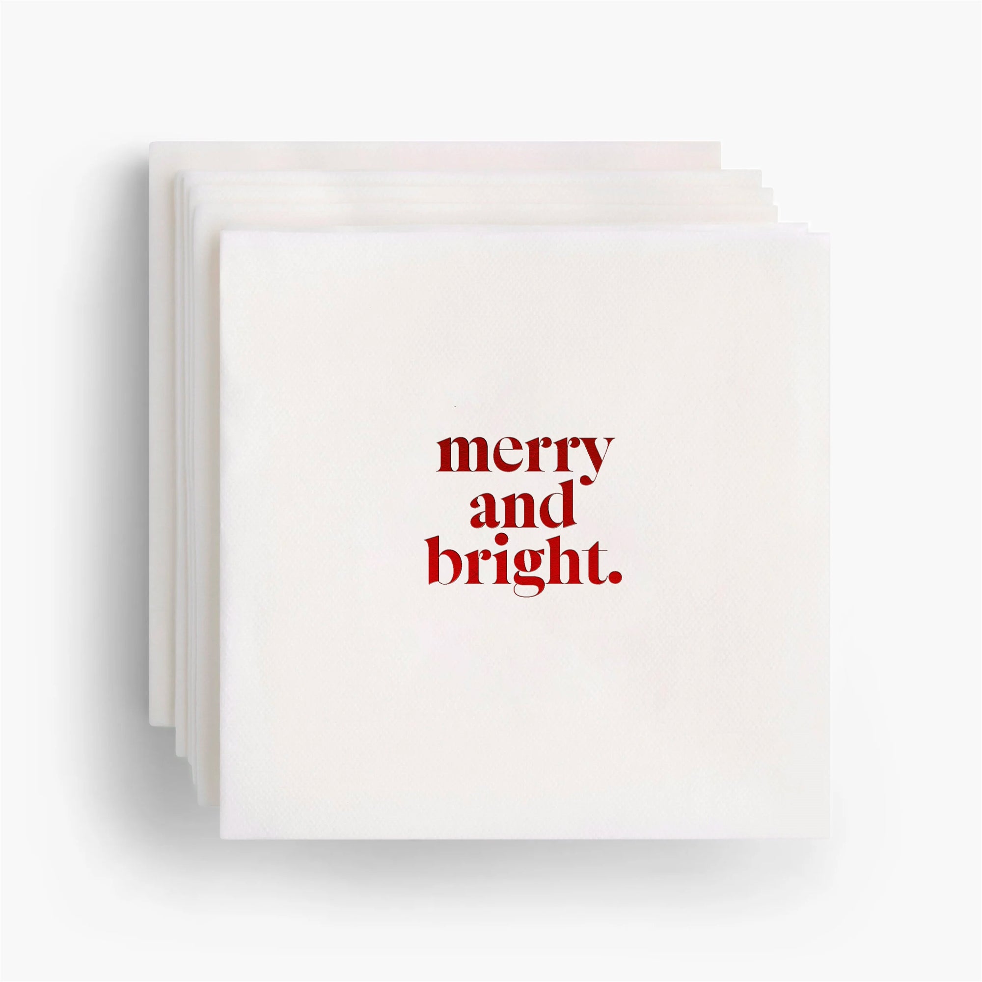 Merry and Bright Red Foil Cocktail Napkins - Set of 20