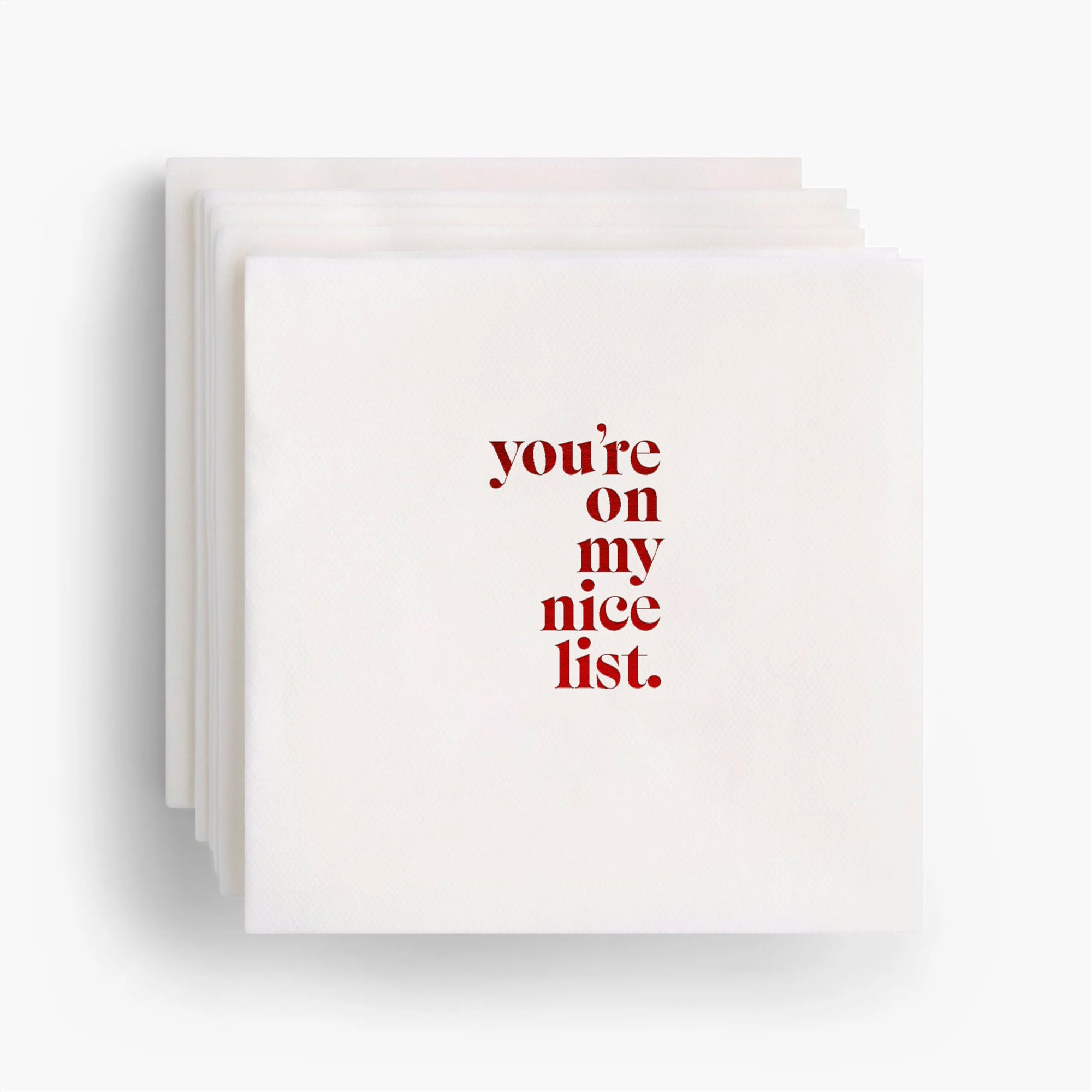 You're On My Nice List Foil Cocktail Napkins - Set of 20