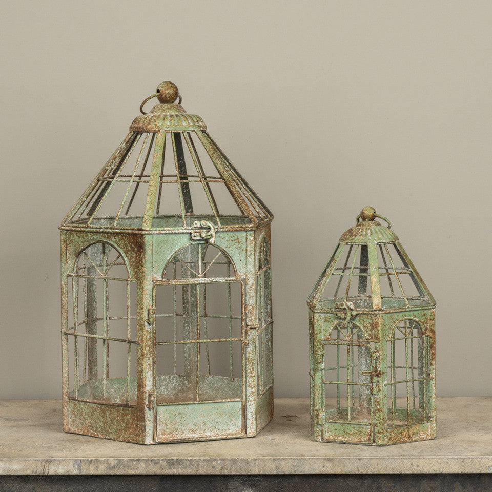 Aged Green Birdhouses (S/2)