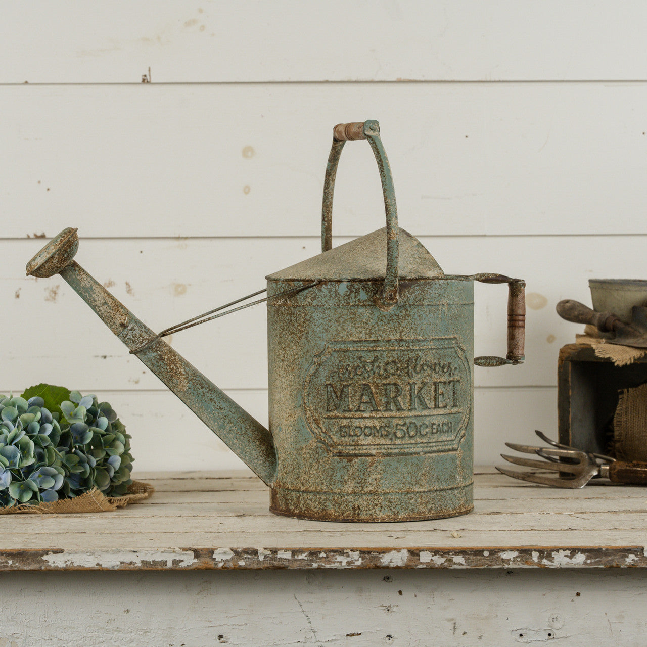 Distressed Blue Watering Can