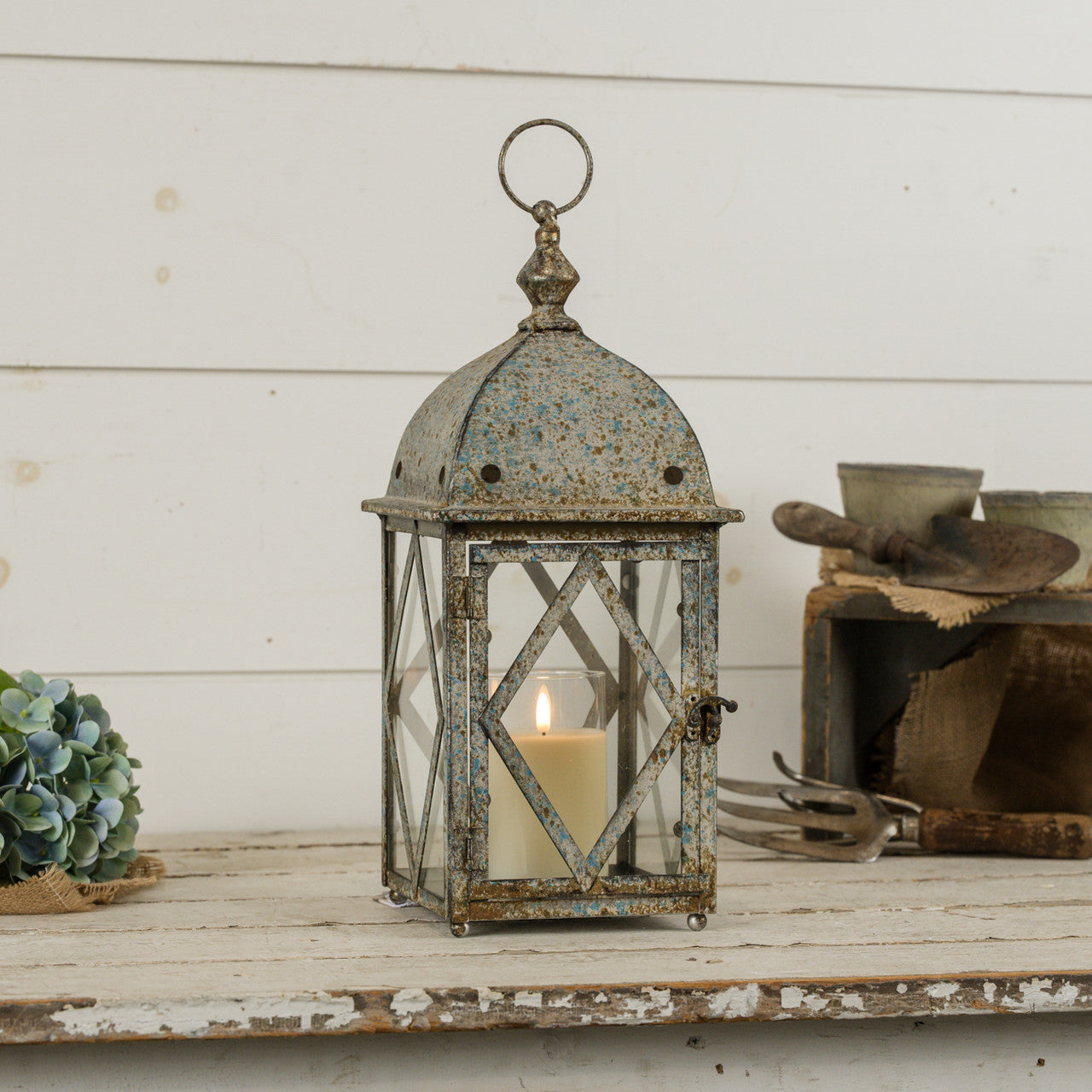 Distressed Blue Lantern