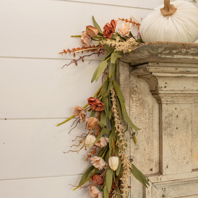 5' Fall Hues Carnation & Lantern Garland