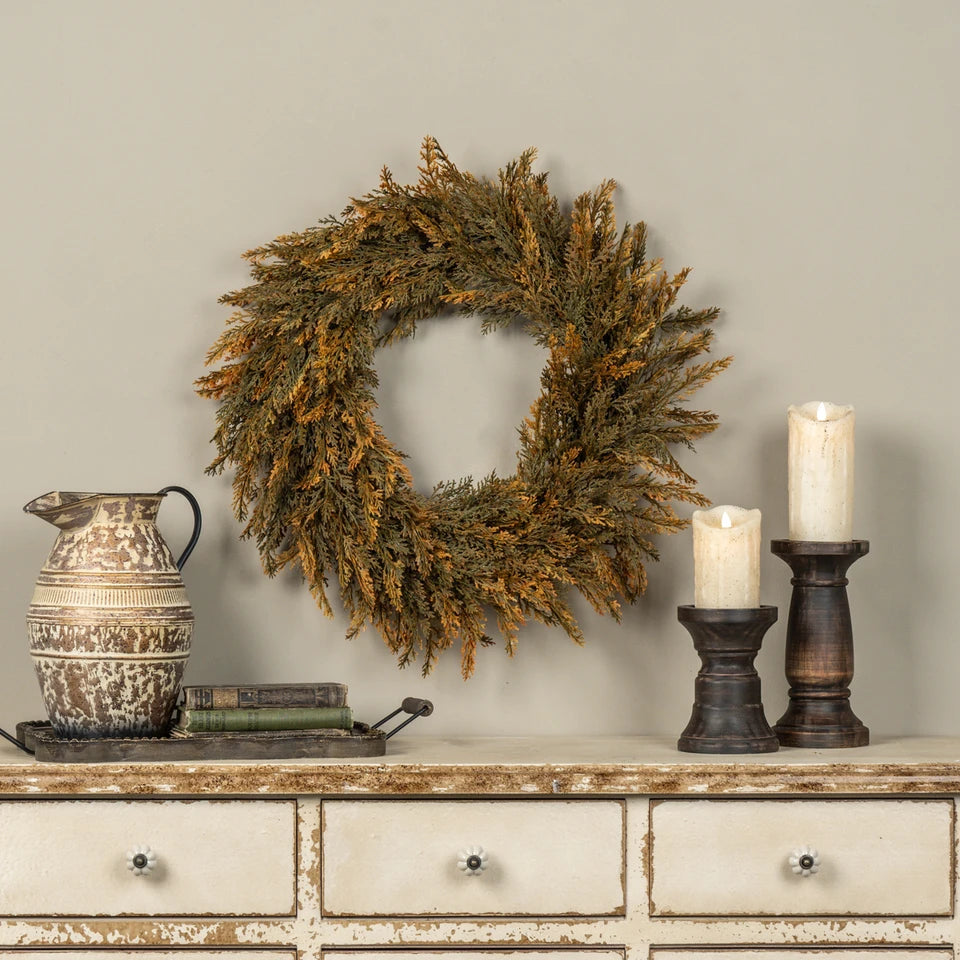 24" Orange Tipped Juniper Wreath