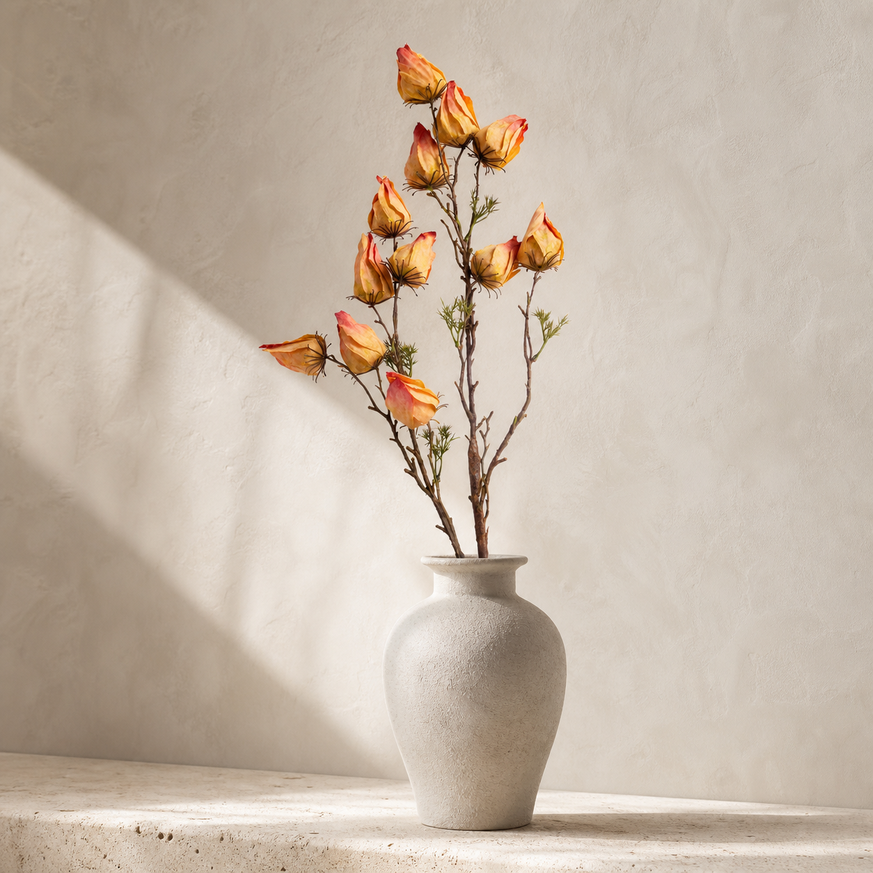 Withered Chinese Lantern Yellow Pink Spray