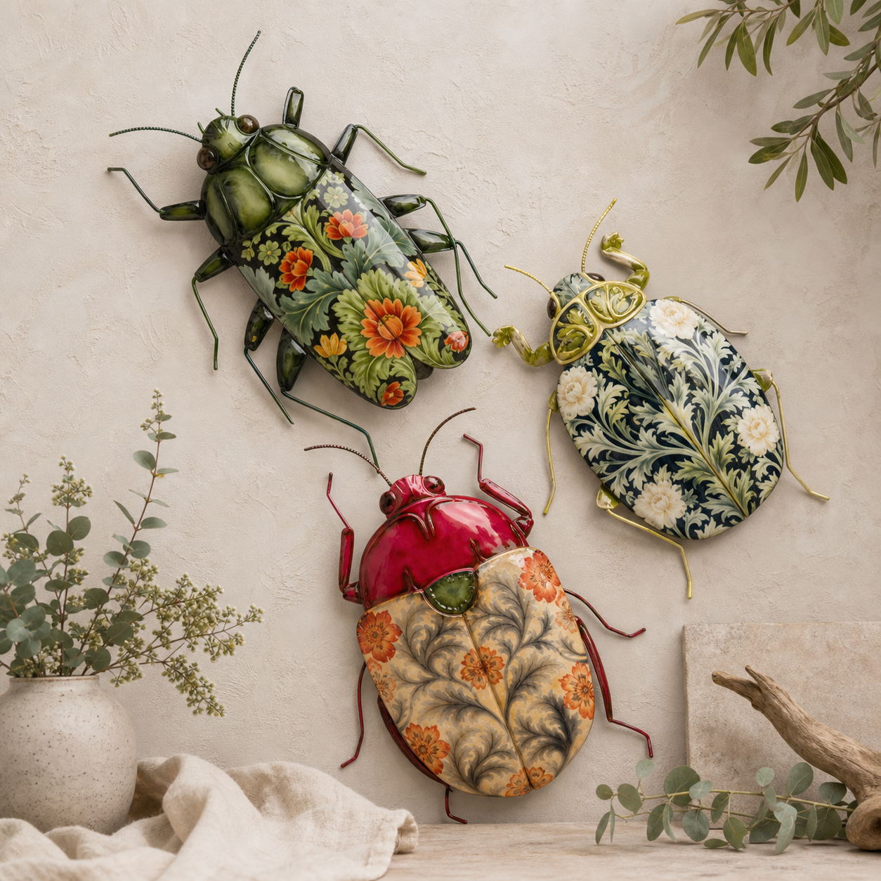 Beetles And Botanicals Capiz Finish Wall Art (S/3)