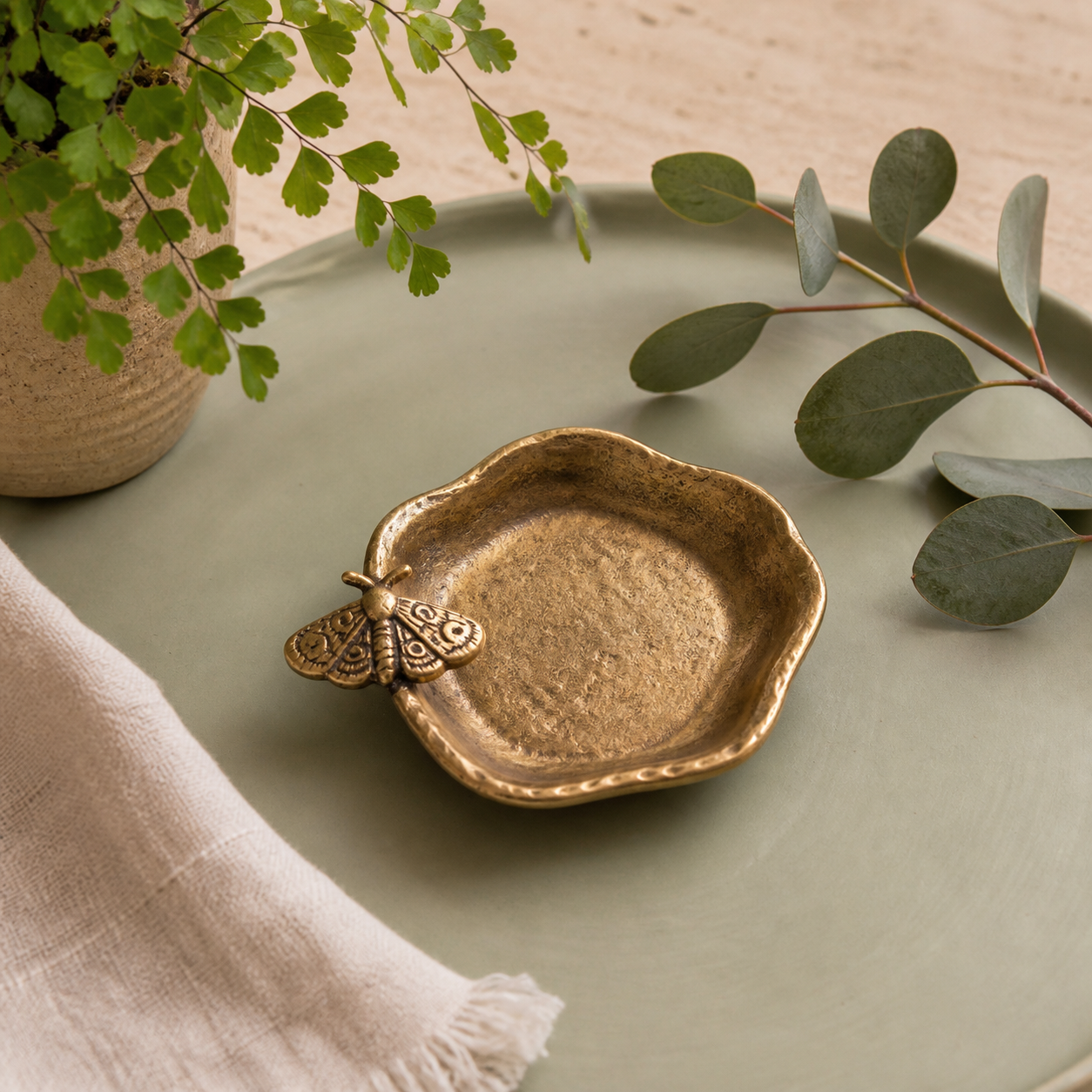 Brass Finish Butterfly Trinket Tray