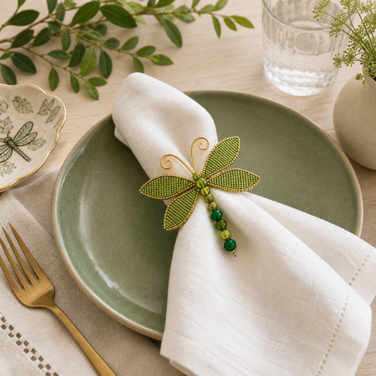 Beaded Dragonfly Napkin Ring