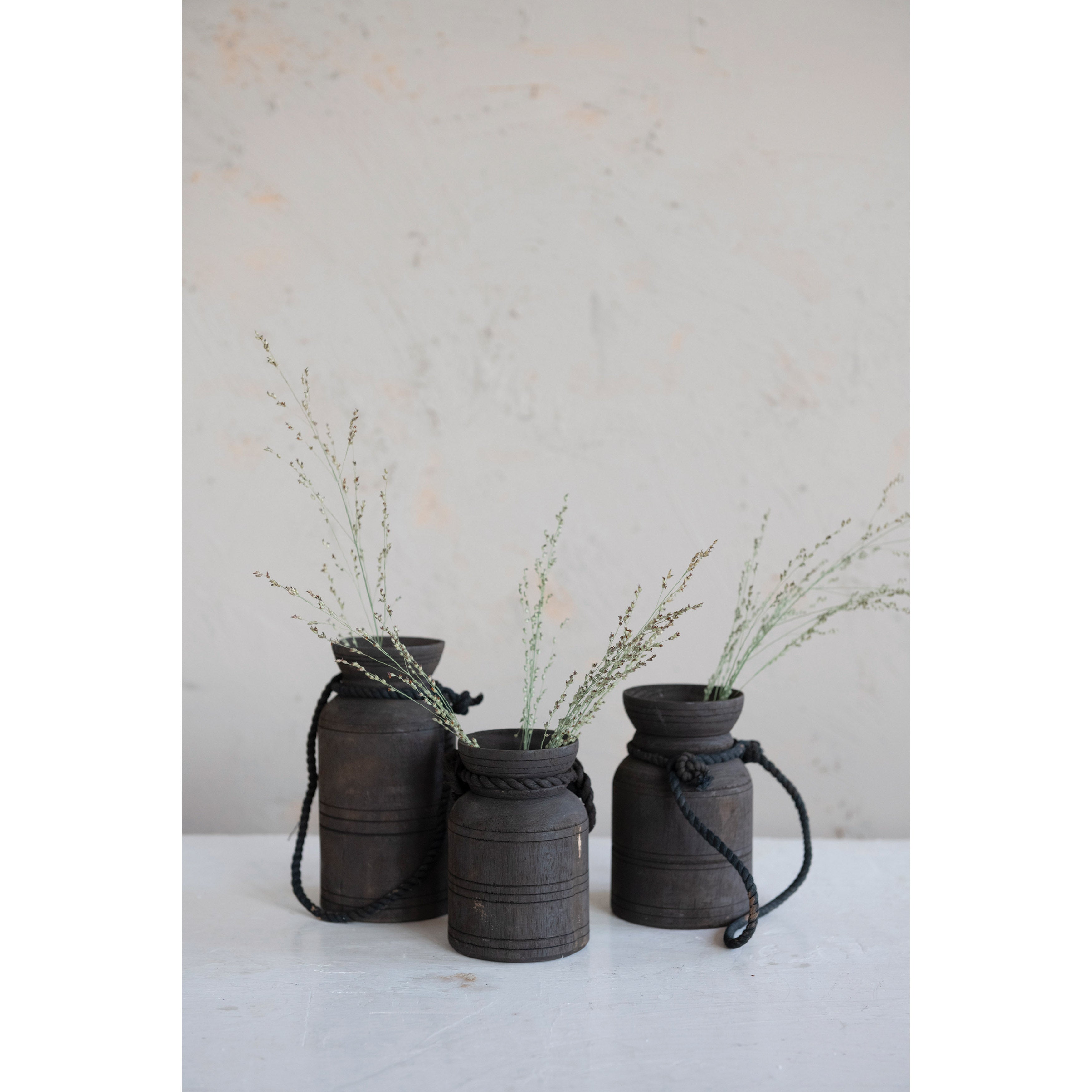 FOUND! Wood Pot w Rope Handle