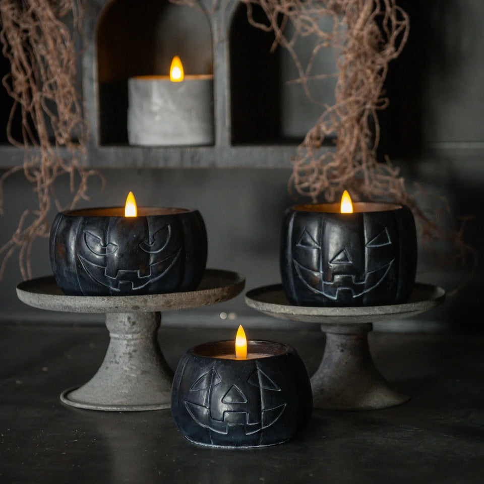 3.5" Black Jack O' Lantern LED Candle
