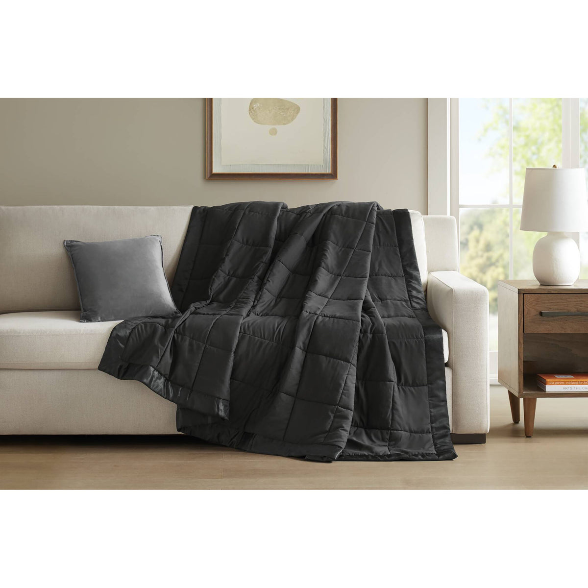 Lightweight Down Alternative Blanket with Satin Trim