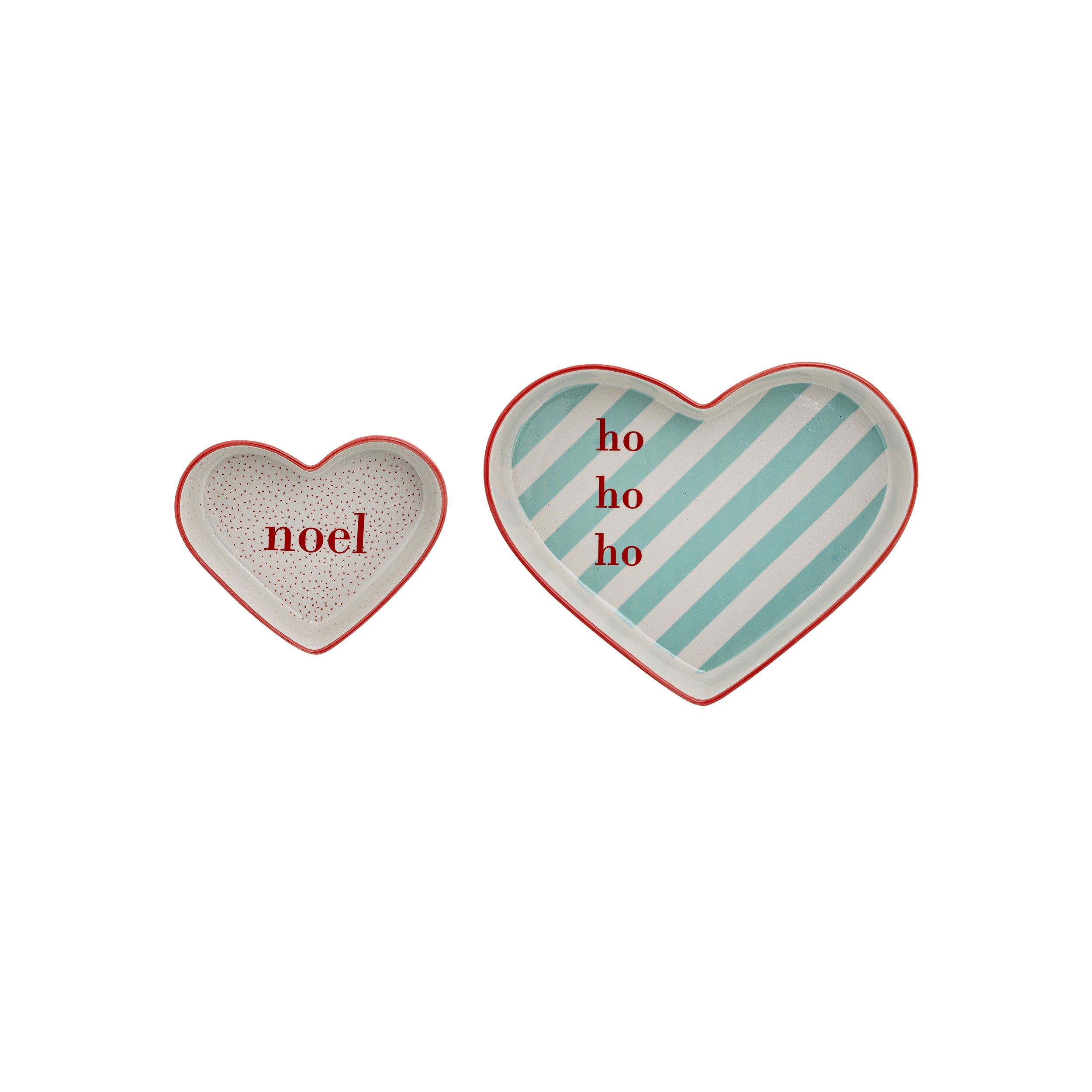Stoneware Holiday Heart Shaped Bowls (S/2)