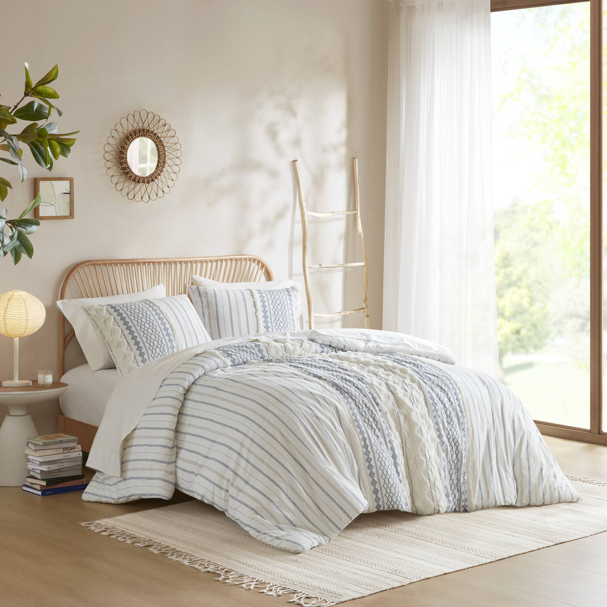 Imani Cotton Printed Duvet Cover Set with Chenille