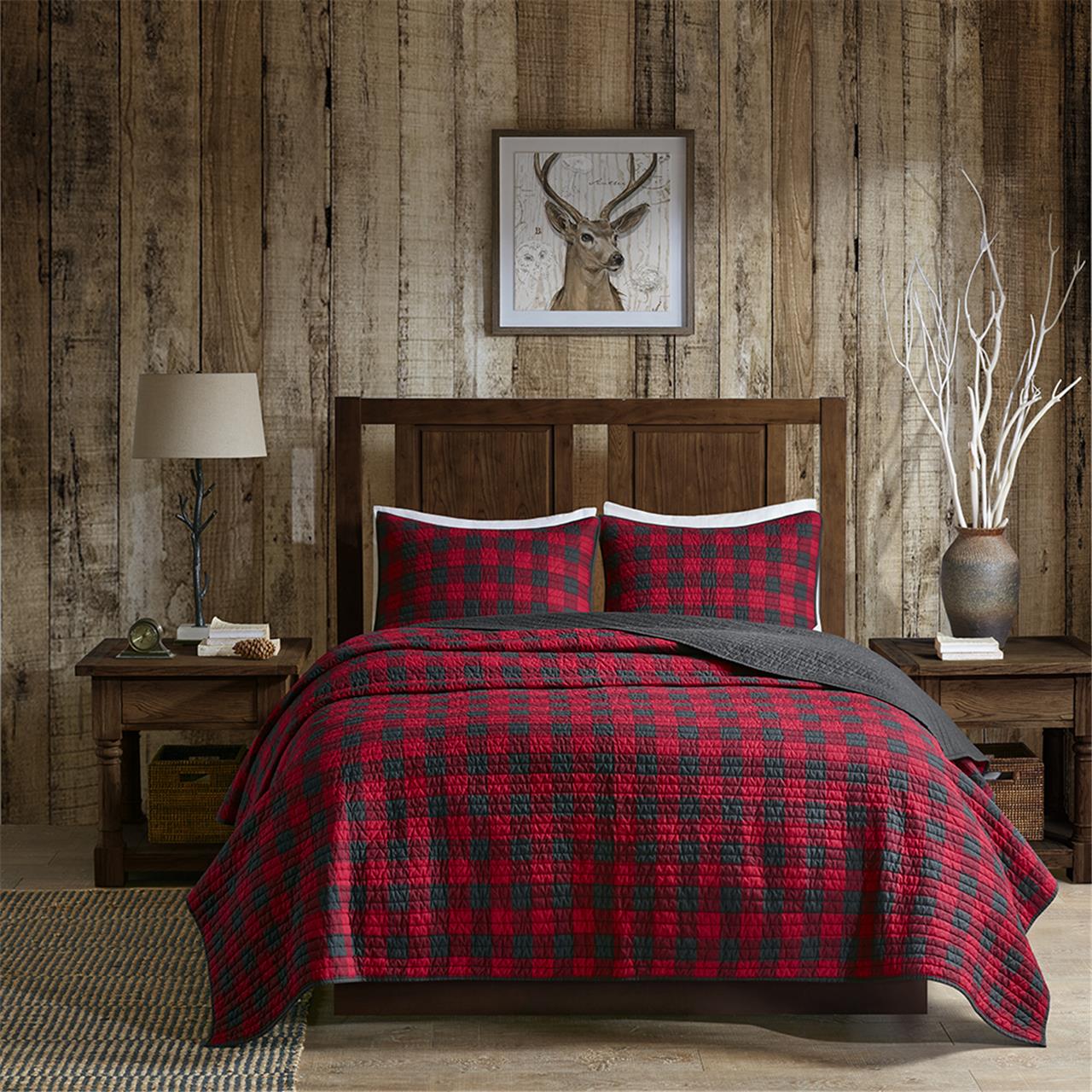Woolrich Check 3 Piece Striped Seersucker Oversized Duvet Cover Set