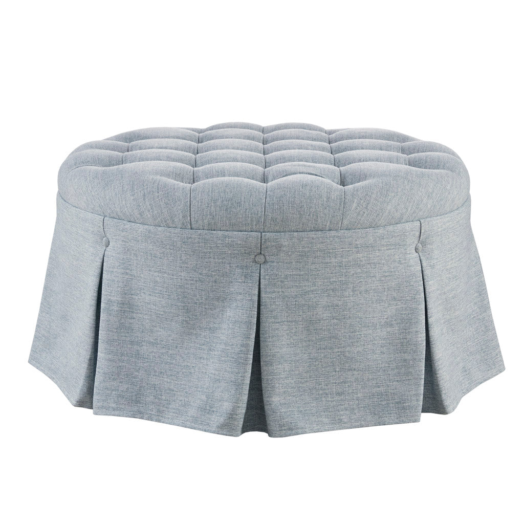 Skirted Tufted 32" Round Ottoman