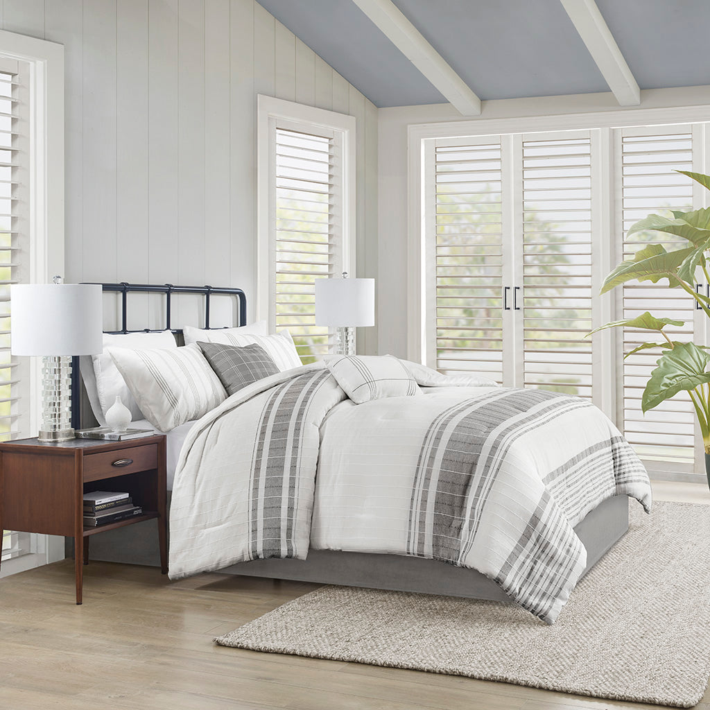 Morgan 6 Piece Oversized Cotton Comforter Set with Throw Pillows