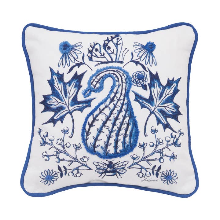 Blue Harvest Gourd Throw Pillow