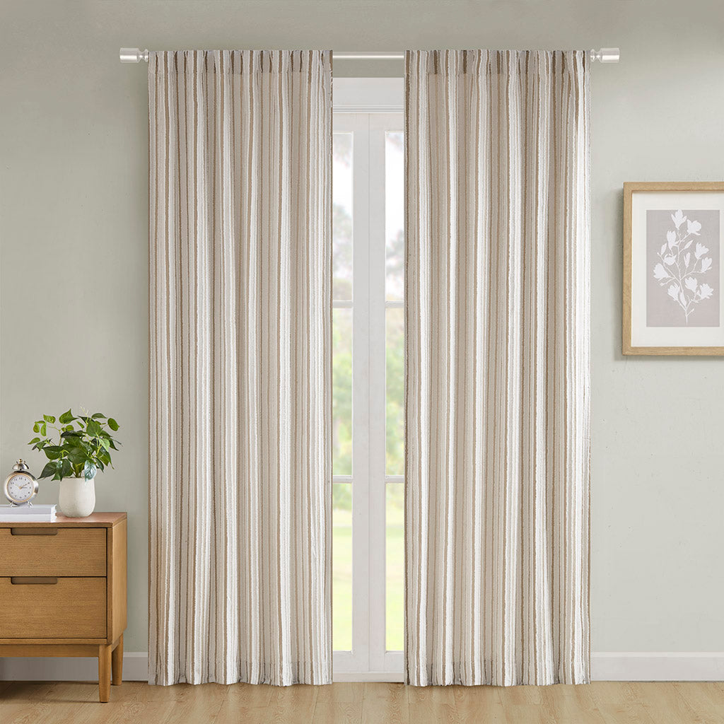 Taylor Poly Printed Curtain Panel with Tufted Stripe and Lining