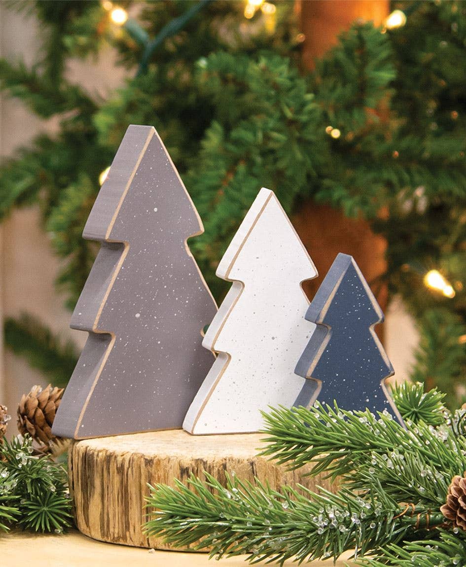 Chunky Snowy Christmas Tree Sitters, 3/Set