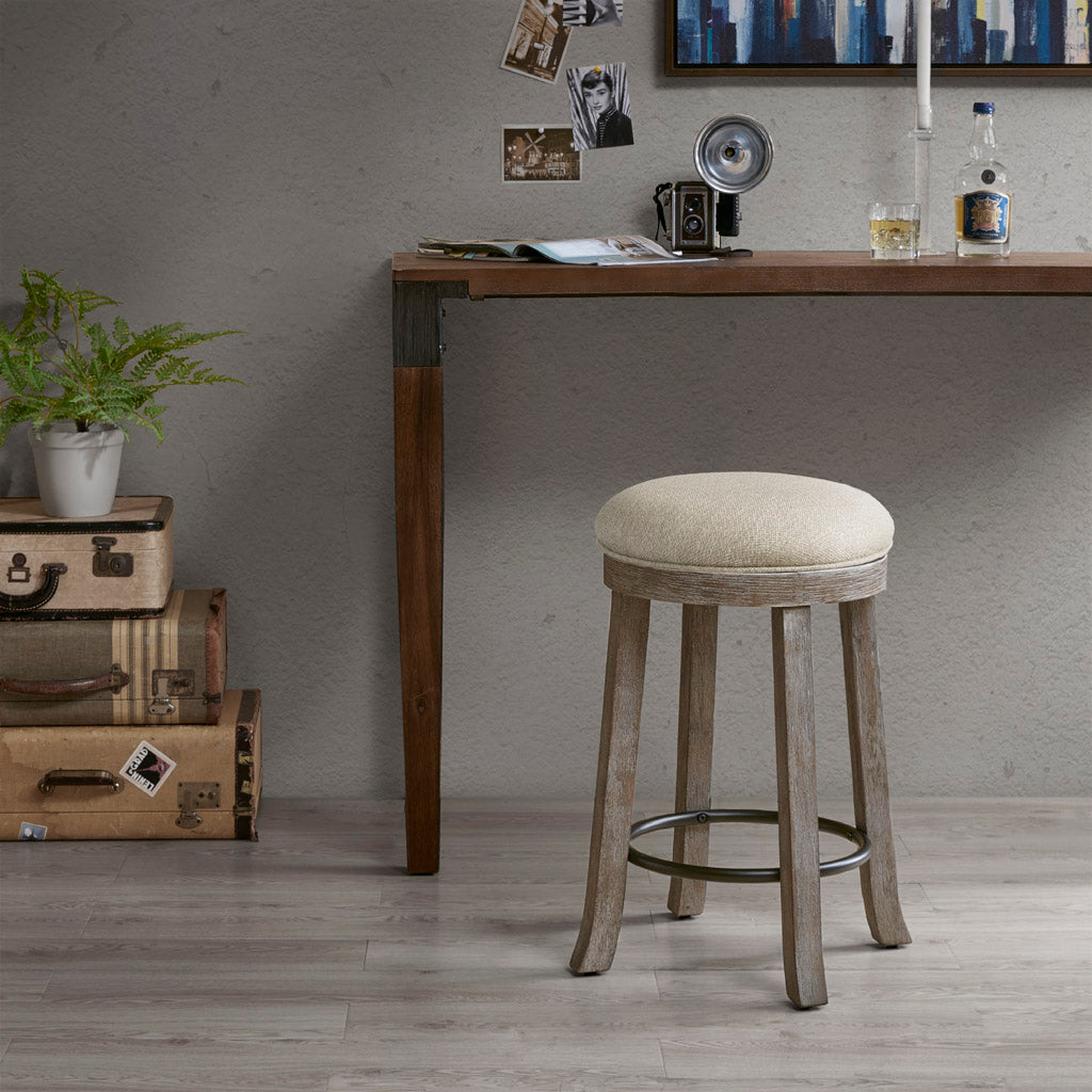 Oaktown Faux Leather Woven Counter Stool 24"H