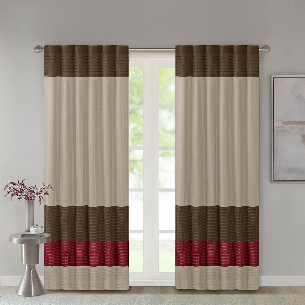 Amherst Plaid Faux Leather Tab Top Curtain Panel with Fleece Lining