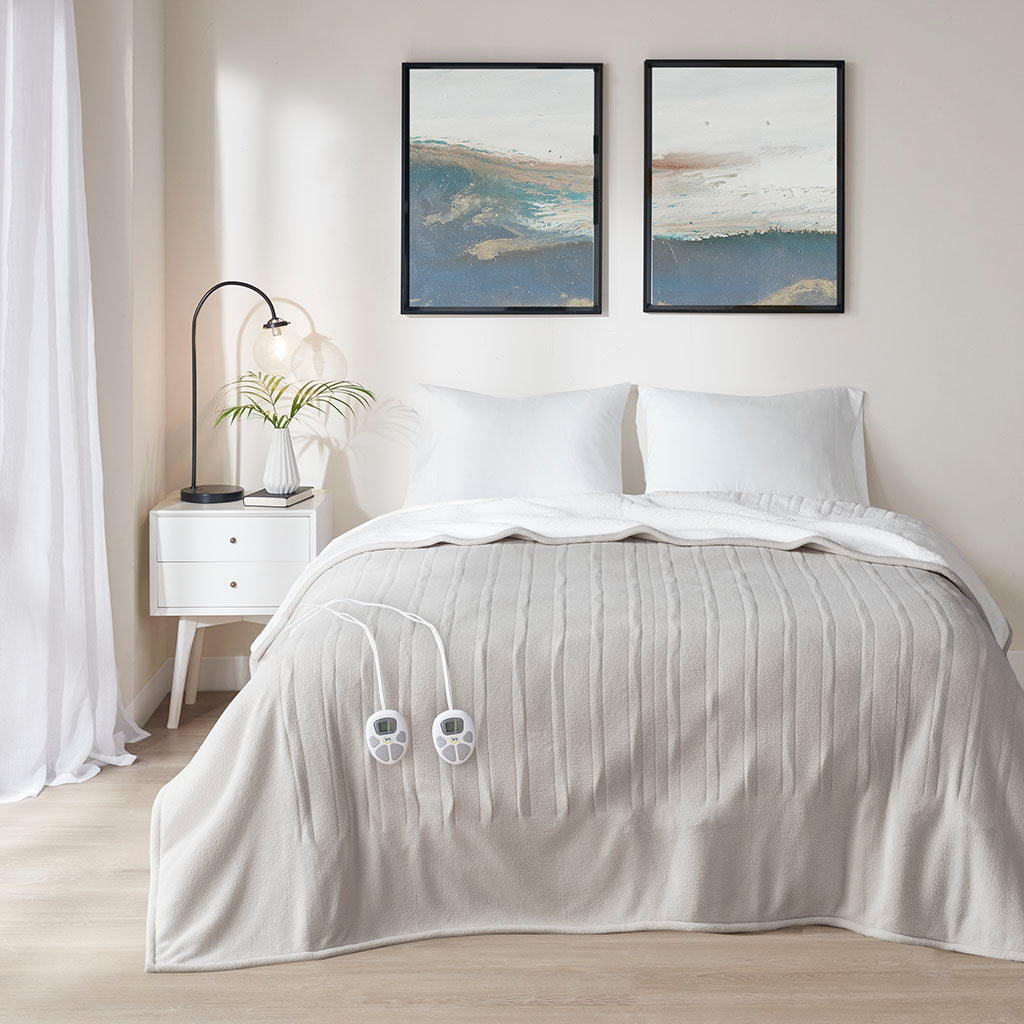 Fleece to Sherpa Heated Blanket