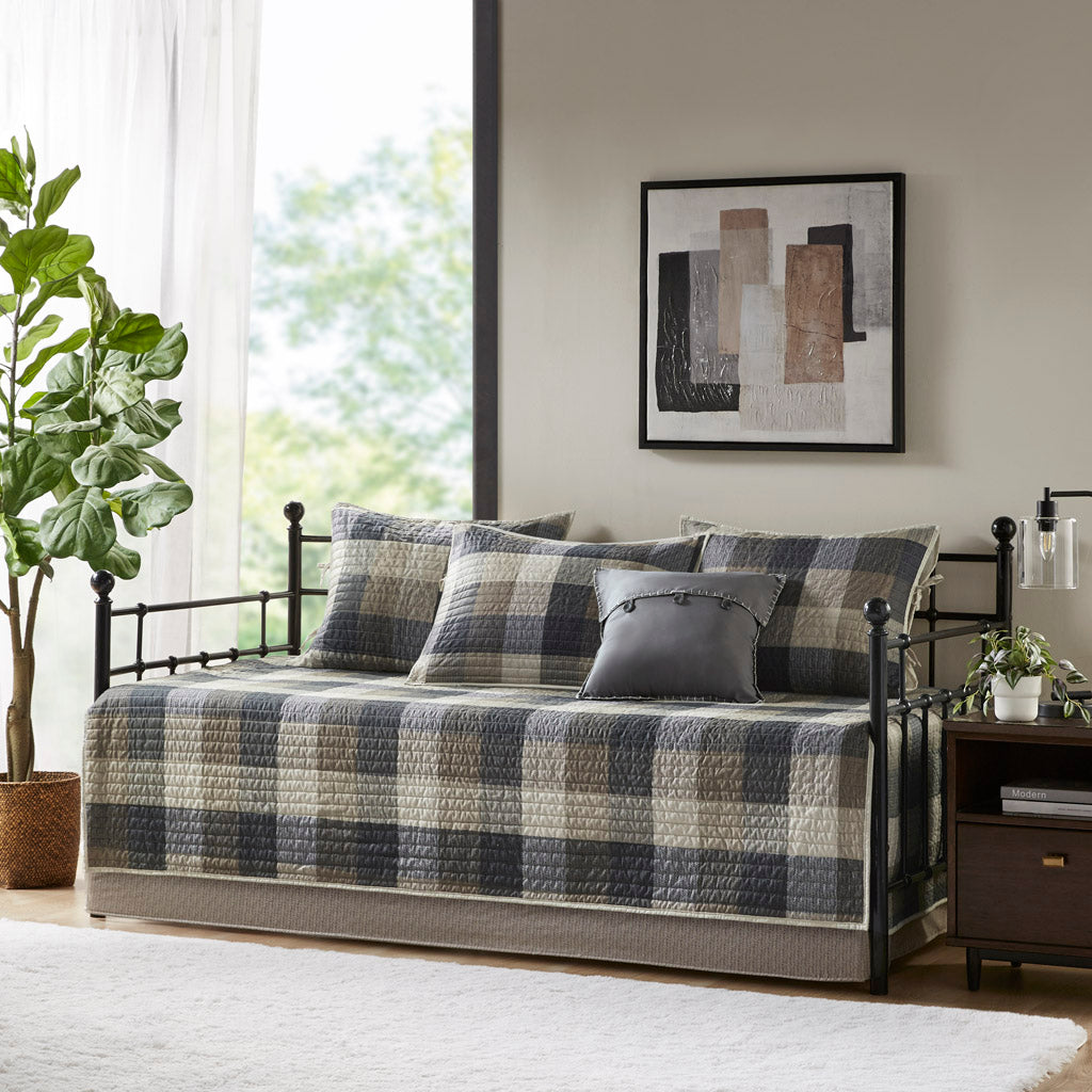 Ridge 6 Piece Daybed Cover Set with Bedskirt and Throw Pillow