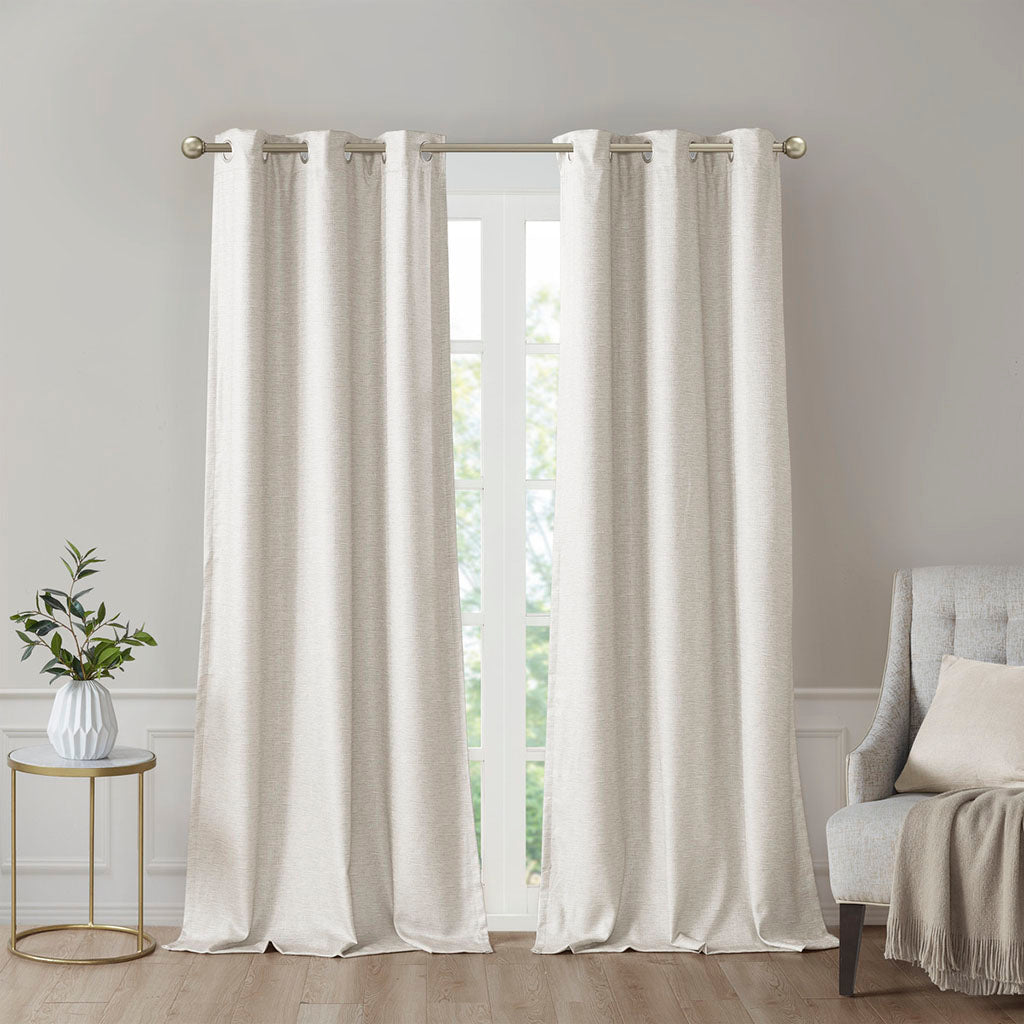 Como Tonal Printed Faux Silk Room Darkening Curtain Panel Pair