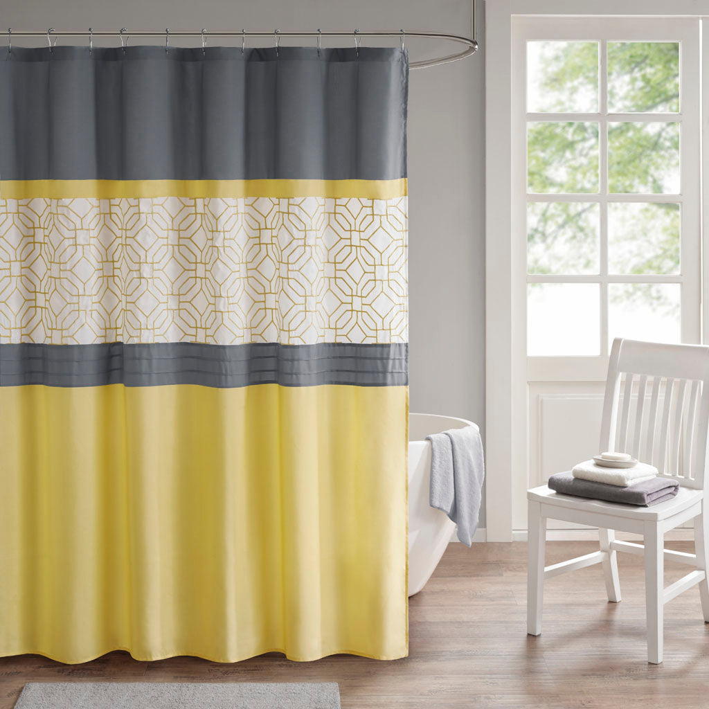 Donnell Printed and Embroidered Shower Curtain