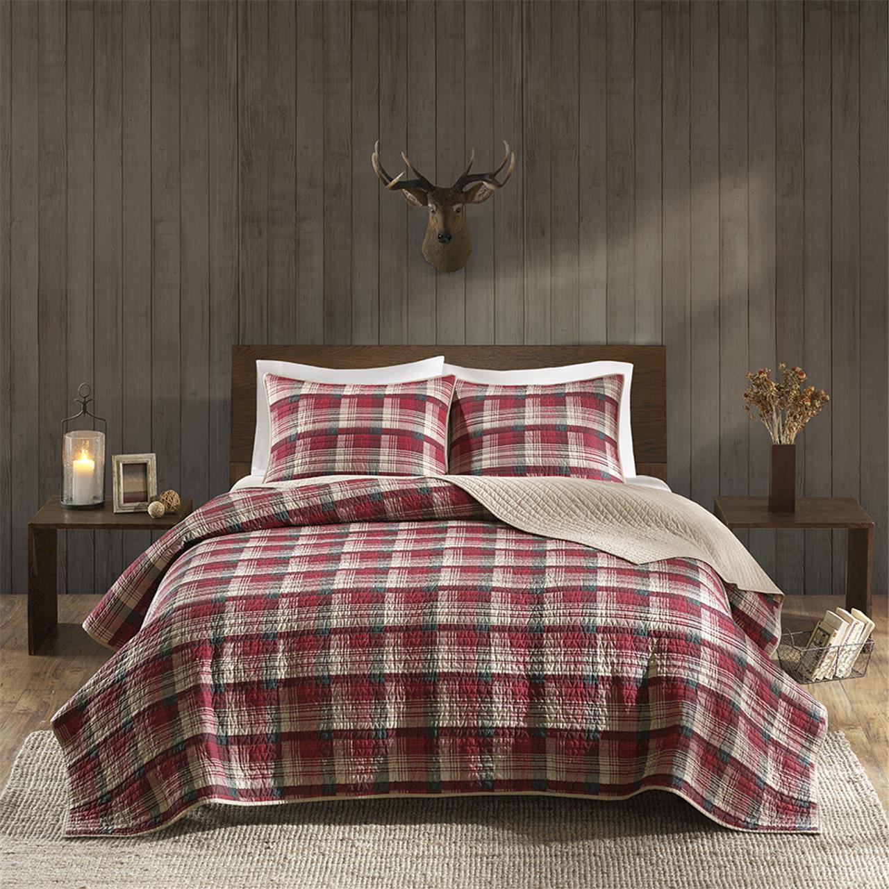 Tasha Oversized Plaid Print Cotton Quilt Set