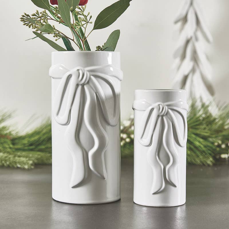 Ceramic Bow Vase - Large - White