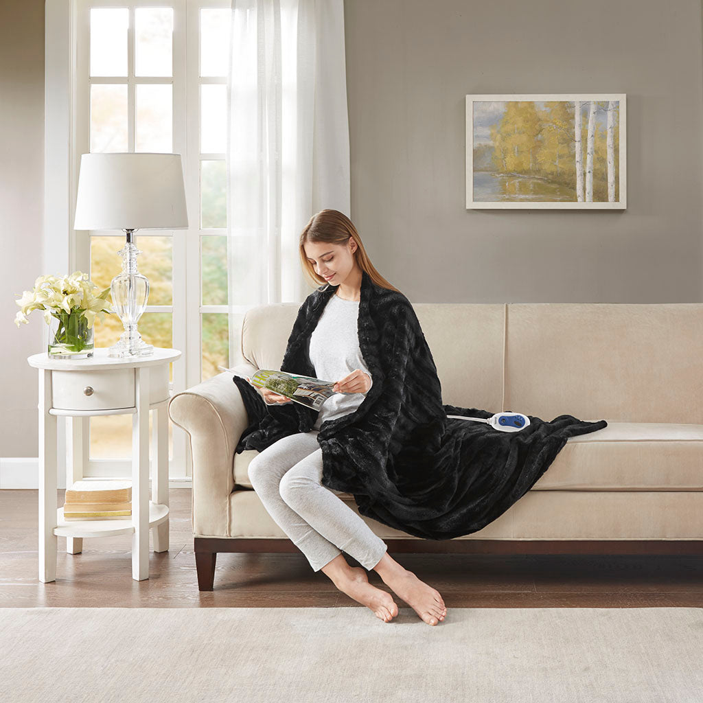 Heated Duke Faux Fur Heated Throw