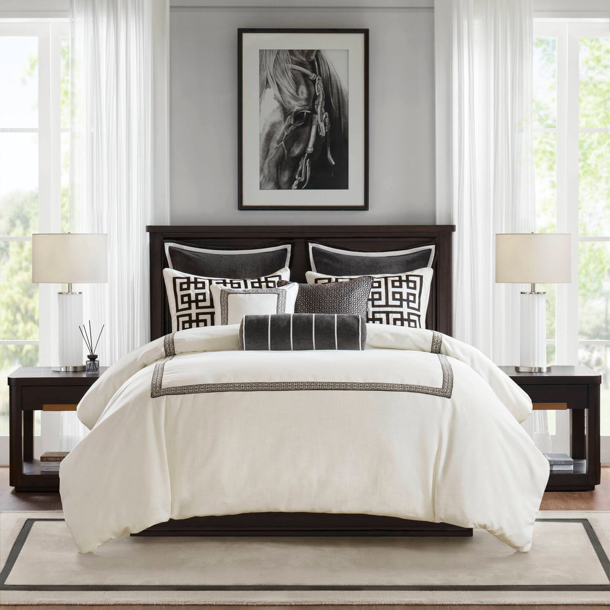 Embroidery Oversized Duvet Style Comforter Set